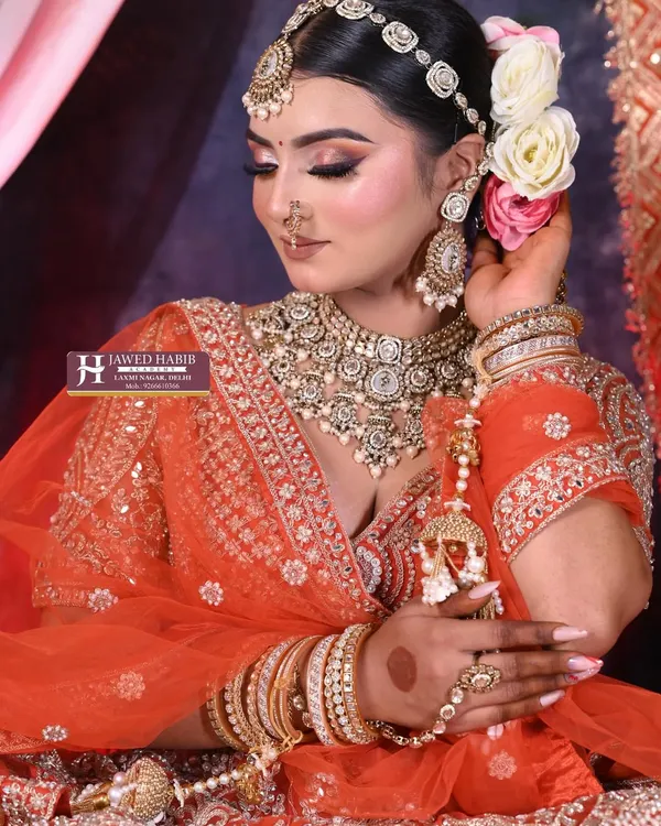 This is the level of perfection we train our students to achieve. This stunning bridal look showcases advanced makeup techniques, from the flawless airbrushed base and intricate eye makeup to the perfectly defined lips, all essential skills you will master in our professional makeup artistry course.