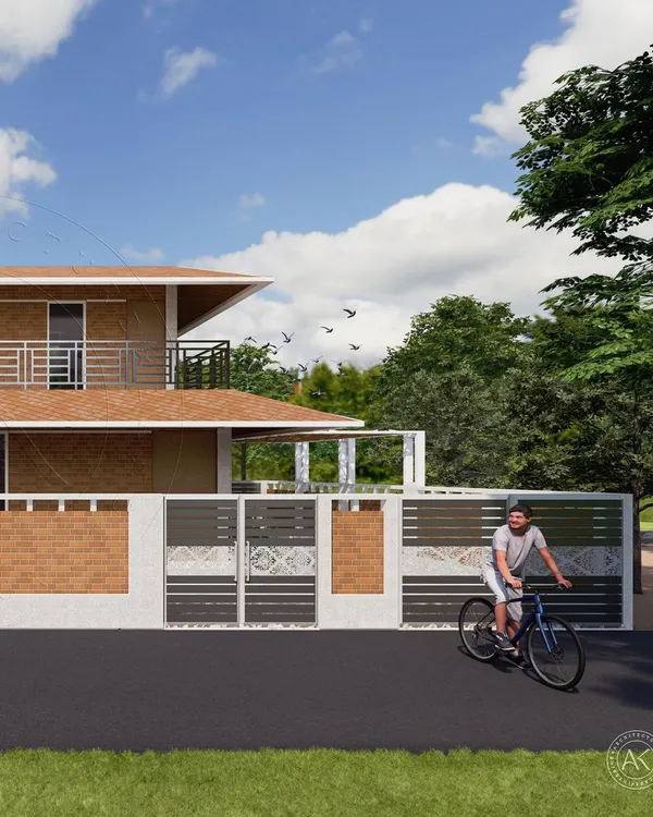 This is a proposal for a residence that celebrates the beauty of traditional housing materials. The design incorporates natural textures and a classic sloping roof, grounding the home in its cultural context while providing modern comfort.
