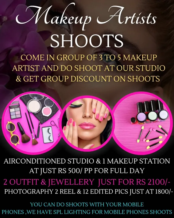 My special offer for makeup artists. Come in a group and get discounts on studio and rental packages for your portfolio shoots.