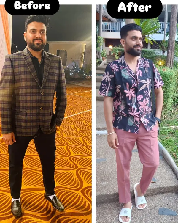 This is what real commitment looks like. My client Tarun dropped 18 kgs in 7 months, going from 98 kgs to 80 kgs. This isn't just weight loss; it's a complete lifestyle overhaul achieved through consistent effort and a personalized coaching plan.