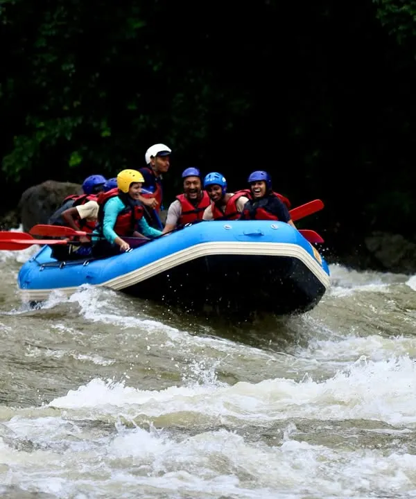This is what it's all about: teamwork, adrenaline, and conquering the rapids together. On our white-water rafting expeditions in Coorg, you'll navigate the exciting currents of the Barapole river, guided by our expert instructors every paddle of the way.