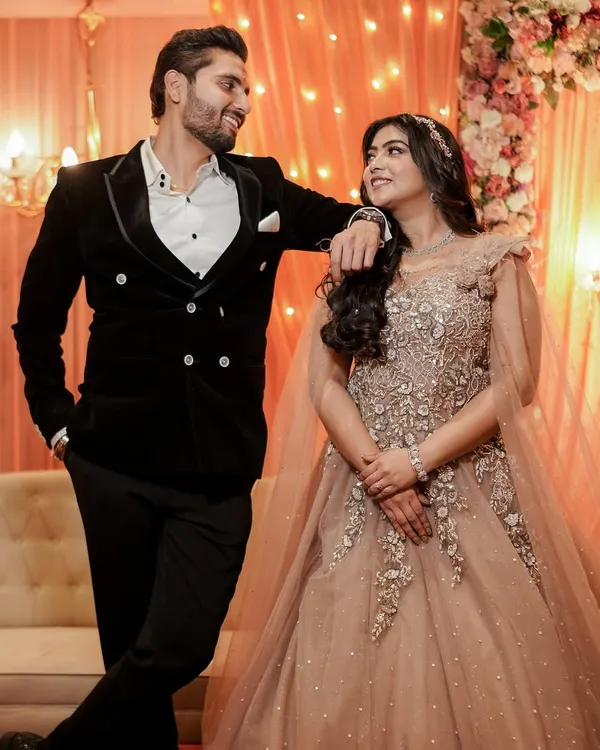 A portrait of Ishu and Tushar on their magical engagement day. We ensure we capture full-length shots that showcase the beautiful details of your ceremonial attire and the celebratory ambiance.