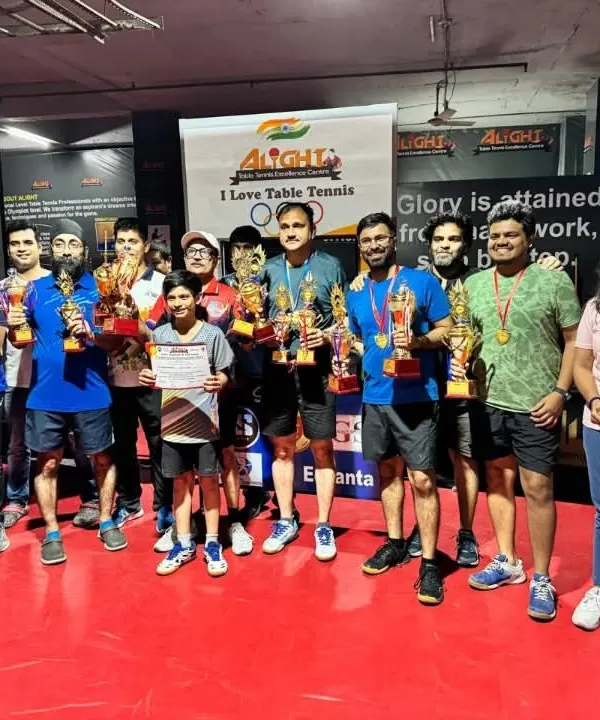 A group photo with all the winners from one of our corporate and masters tournaments. We had about 150 players who made the event a huge success.