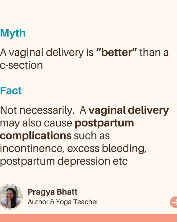 Let's bust some myths about C-sections. This carousel addresses common misconceptions about recovery time, whether vaginal delivery is "better," and the idea that you "should" avoid a C-section. Your body, your birth, your choice.