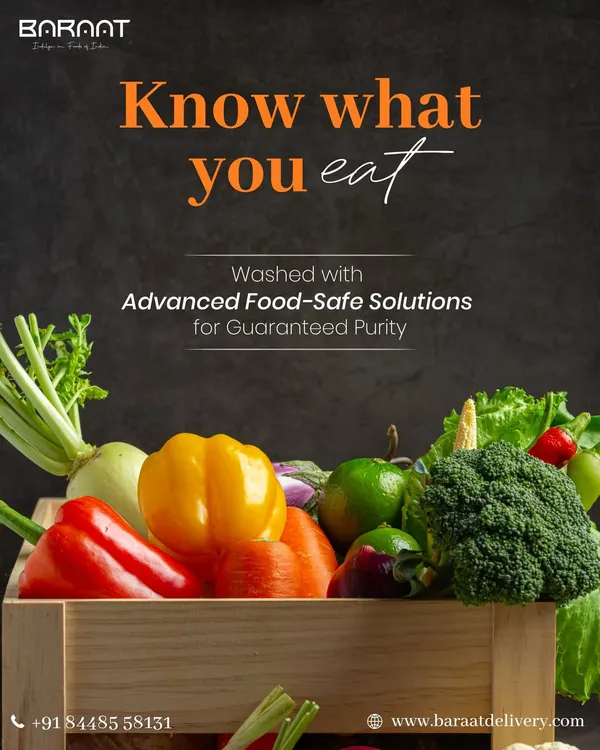 Know what you eat. I ensure every ingredient is washed with advanced food-safe solutions for guaranteed purity.