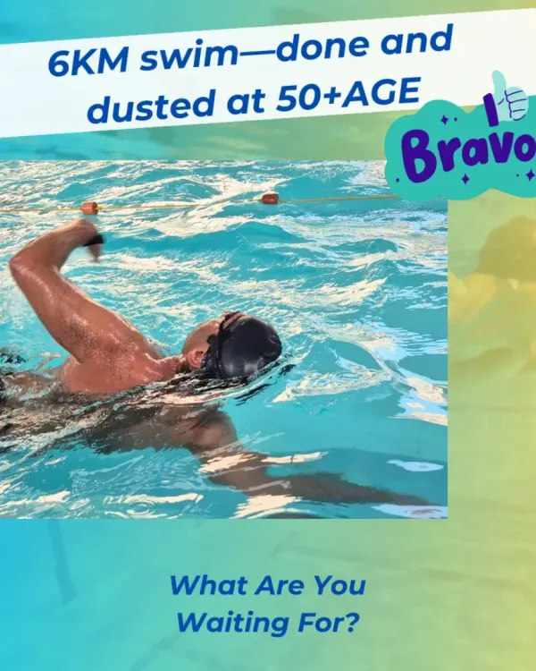 Age is just a number when you have determination. I believe anyone can achieve their swimming goals, and this inspiring swimmer, who completed a 6km swim at over 50 years old, is a testament to that belief.