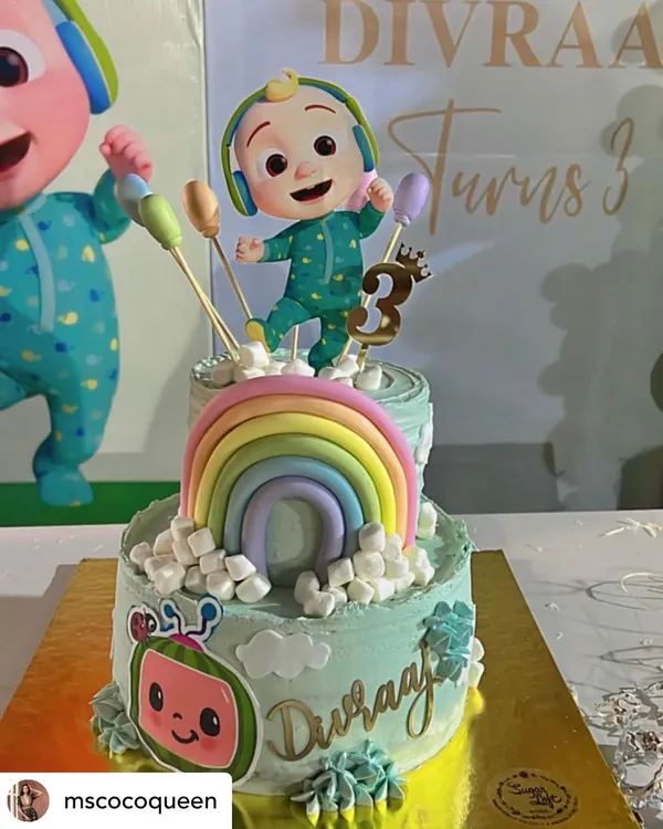 This Cocomelon cake is a work of art! I collaborate with talented bakers to create custom cakes that perfectly match your party's theme and serve as a stunning centerpiece.