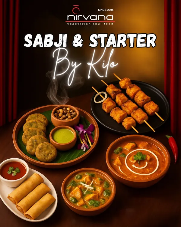 This is what we do best: a huge variety of sabzis and starters, all made fresh and delivered to you by the kilo. This spread features some of our party favourites like Paneer Tikka, crispy spring rolls, Hara Bhara Kebabs, and rich paneer curries.
