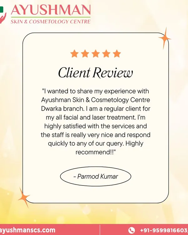 We are proud of the positive feedback we receive from our clients. This review from a satisfied client highlights our commitment to excellent service and responsive care for all facial and laser treatments.