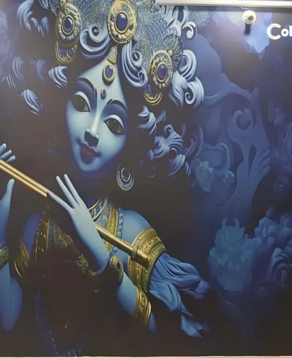 This stunning Krishna mural is a perfect example of a custom wallpaper I created for a client's living room. I can turn any concept, from spiritual art to personal photos, into a magnificent feature wall that brings a unique and personal energy to your space.
