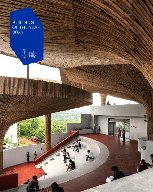 The award-nominated TAPMI Centre in Manipal, featuring a communal terrace with amphitheater seating. The design encourages spontaneous interactions and transforms the space into a vibrant social hub for students and faculty.