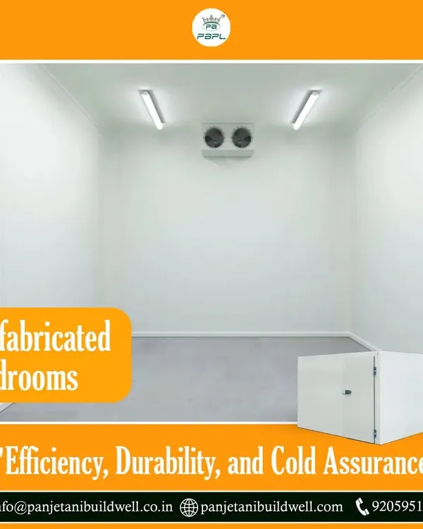 A pristine, empty prefabricated cold room, ready for use. We are a leading manufacturer and supplier of cold rooms in India, delivering efficiency, durability, and cold assurance for various industrial applications.