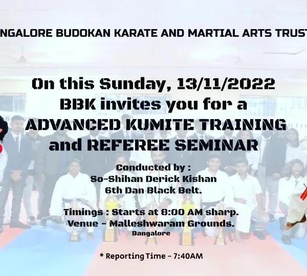 An invitation to our Advanced Kumite Training and Referee Seminar. These specialized workshops are for senior students who want to deepen their understanding of competitive karate.