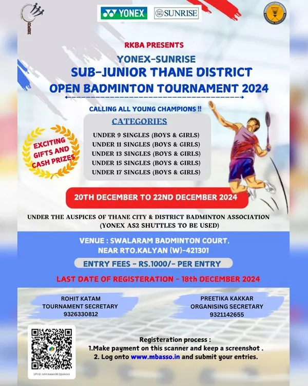 We are proud to present official tournaments like the Yonex-Sunrise Thane District Open, providing a platform for young champions to showcase their skills.