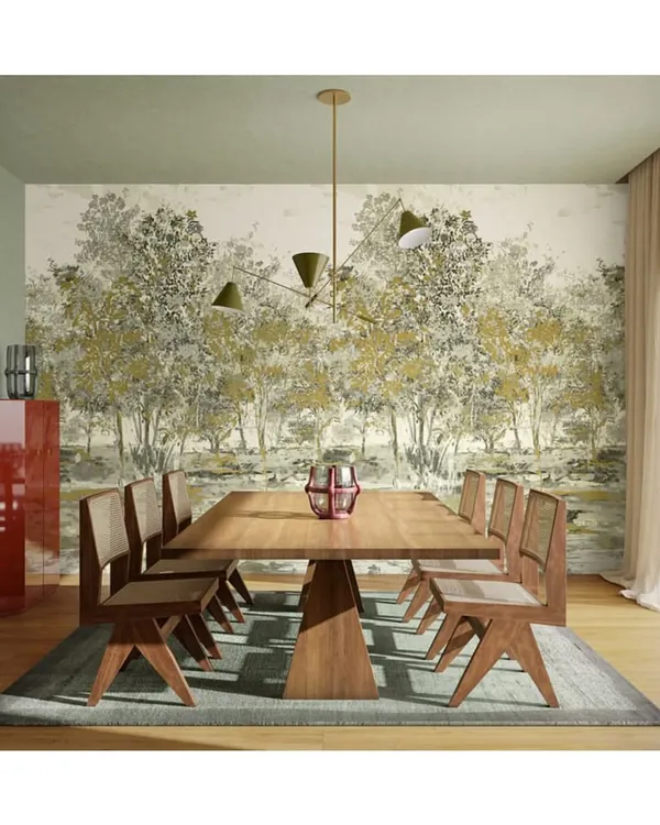 This panoramic wallpaper, inspired by the legendary Sherwood Forest, adorns an entire wall like a painting. Its grand scale and artistic detail make it perfectly suited for creating a memorable accent wall in a dining room or living area.