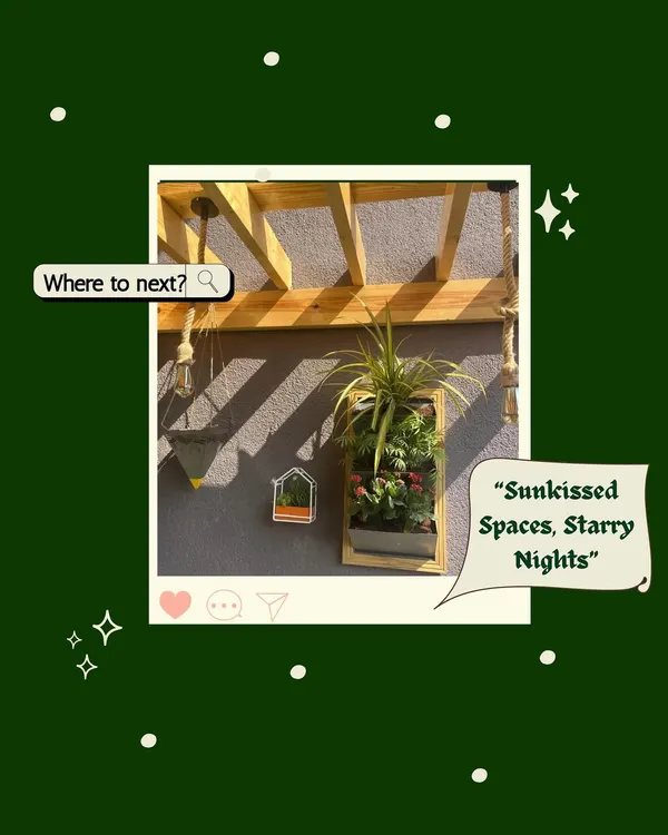Sunkissed spaces and starry nights. Even a small wall can become a point of interest with a vertical planter and other small, artistic decor elements.