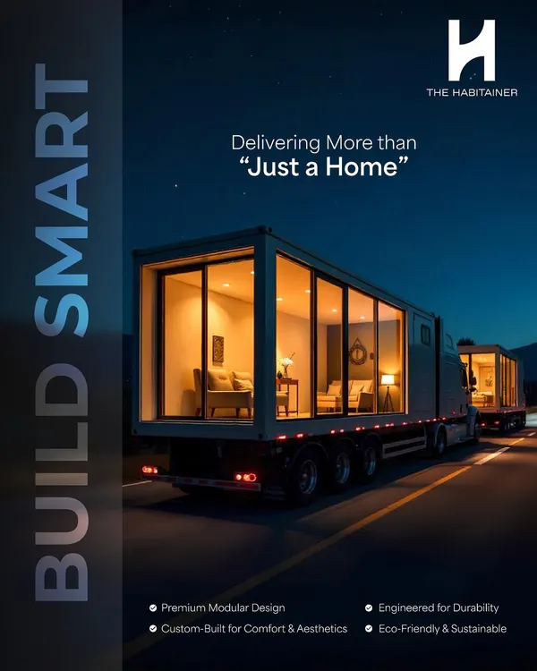I deliver more than just a home; I deliver a lifestyle. This conceptual image shows a fully furnished home on the move, representing the speed, convenience, and premium design of my modular building process.