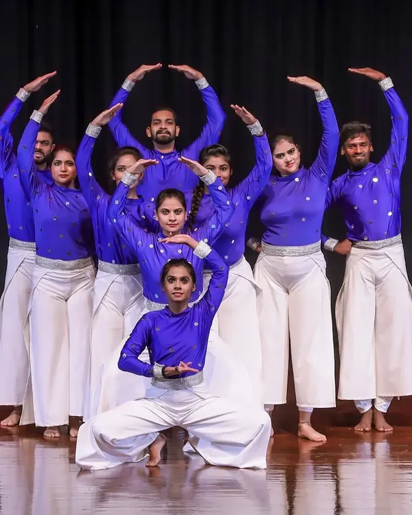 We create visually stunning and perfectly synchronized dance performances for your company's biggest events. This group formation is from our stage production 'KALKI', showcasing our team's precision and artistic direction for corporate annual days and product launches.