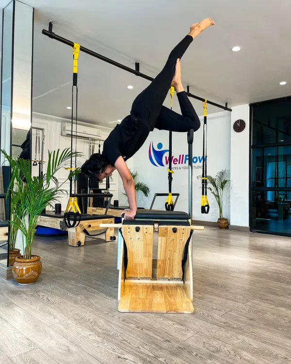 An incredible display of strength and balance with a handstand on the Wunda Chair. This advanced move shows the peak of core control and physical conditioning possible with our training.
