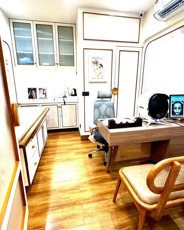 This is my consultation room, where your journey to healthier skin begins. It is a professional and private space where we can discuss your concerns and I can perform a thorough skin analysis using advanced diagnostic tools.
