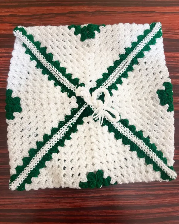 The back of my handmade cushion cover, showing the envelope-style closure that makes it easy to insert a pillow.