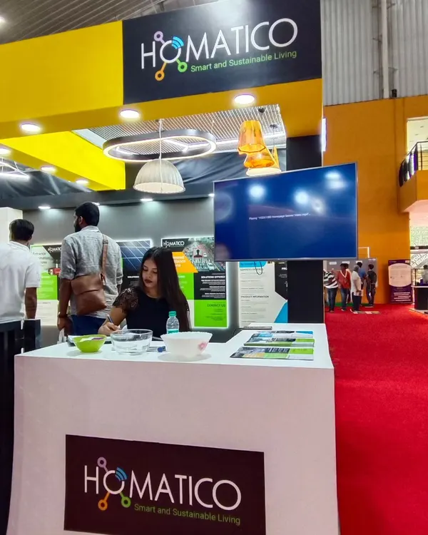 Here is a look at our professional booth setup at a recent exhibition. My team is ready to welcome visitors and provide detailed information about our smart and sustainable home automation solutions.