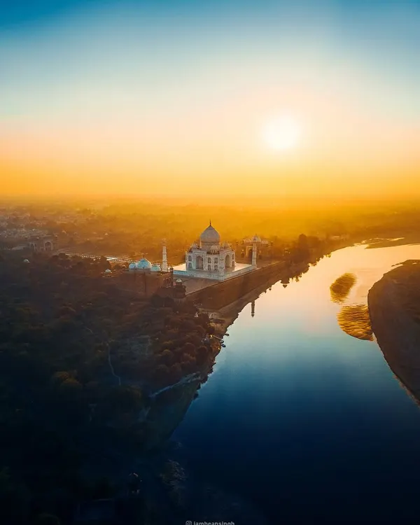 This is the shot I dreamt of for years. Flying my drone at a safe distance as the sun rose over the Taj Mahal, I captured this moment where the monument of love seemed to float between the sky and the Yamuna river. This is the kind of epic, once-in-a-lifetime visual I strive to create for every project.