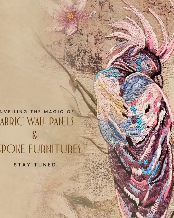 This piece showcases the soul of our craft. The parrot is brought to life with intricate, multi-colored beadwork and hand-stitched embroidery on a fabric panel, demonstrating how we blend traditional techniques with contemporary art.