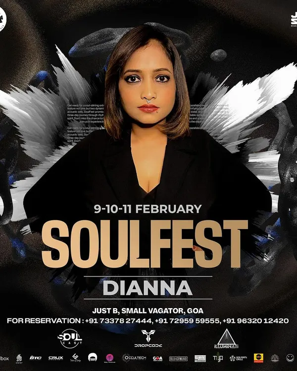 My artist flyer for Soul Fest in Goa. Playing a twilight set at a three-day festival is a special experience, blending melodic sounds with the sunset over the beach.
