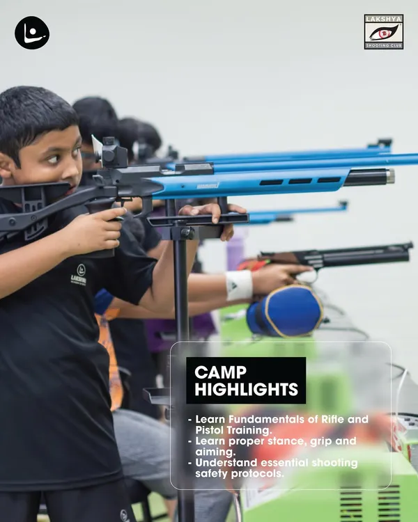 This image highlights the core skills your child will learn at my camp: fundamentals of rifle and pistol training, proper stance and grip, and essential safety protocols. It's a structured curriculum designed for beginners.