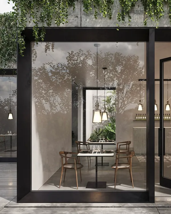 These elegant pendants create a perfect balance between tradition and modernity. Seen through a large window, they illuminate an intimate dining space, blending aesthetics with functionality.