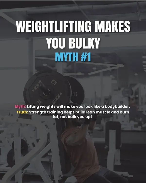 Myth: Lifting weights will make you look like a bodybuilder. Truth: Strength training helps build lean muscle and burn fat, not bulk you up. Fitness is for every body.