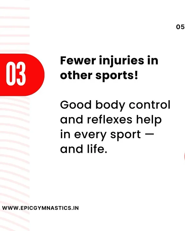 The body control and reflexes learned in gymnastics can lead to fewer injuries in other sports. We build a strong athletic foundation that serves children for life.