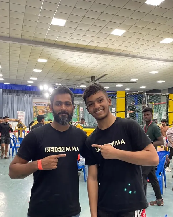 A proud moment with my student Almeer after his first MMA fight and first win. He was developed entirely using my ecological training methods, proving that a focus on skill and trusting the process leads to inevitable success.