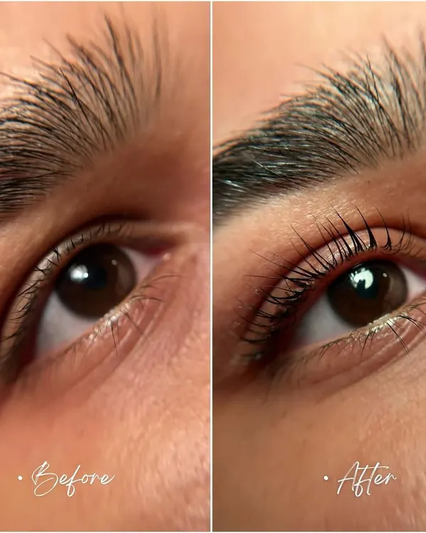 This is the magic of a lash lift and tint. The before and after shows how I curl and darken your natural lashes, giving you a fuller look that wakes up your eyes without any extensions. It's the perfect low-maintenance glow-up.