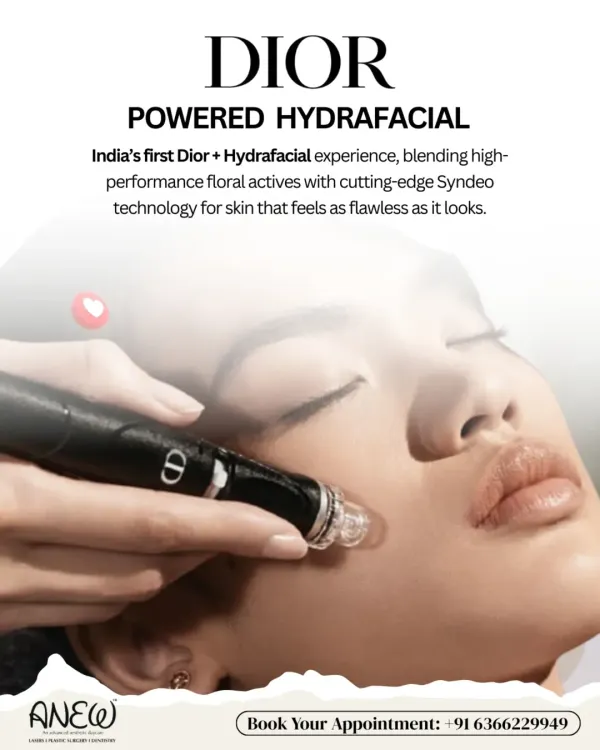 Experience the ultimate in luxury skincare with India's first Dior-powered Hydrafacial. It blends high-performance floral actives with cutting-edge Syndeo technology for flawless-looking skin.