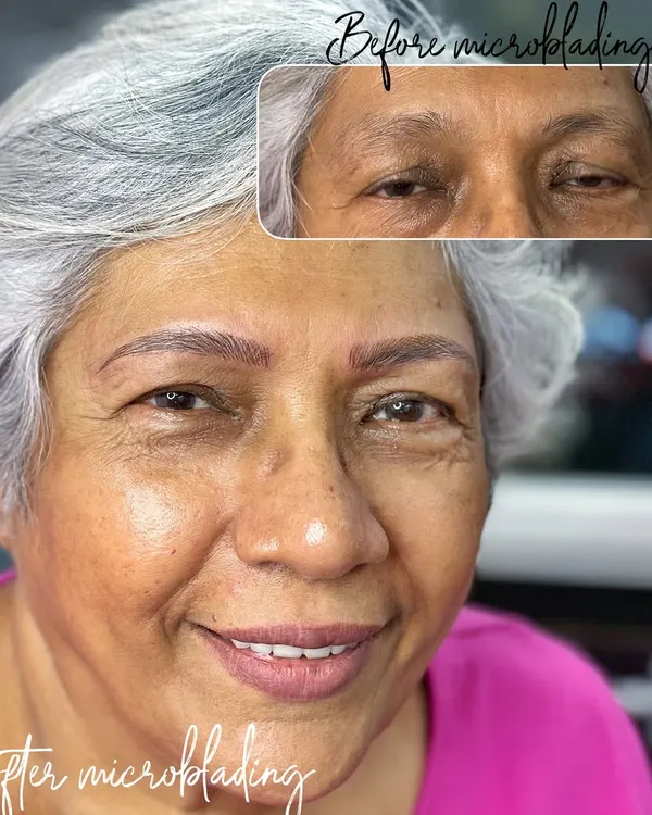 A beautiful transformation for this client. My goal with microblading is often to create brows that look so natural, you can't tell they've been tattooed. This procedure is suitable for any age, giving a youthful lift to the face. The results will fade to an even softer, more natural shade.