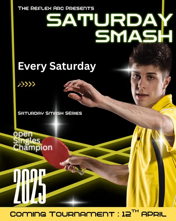 Gear up for our "Saturday Smash" series. We host a weekly open singles tournament every Saturday for players of all levels to compete and have fun.