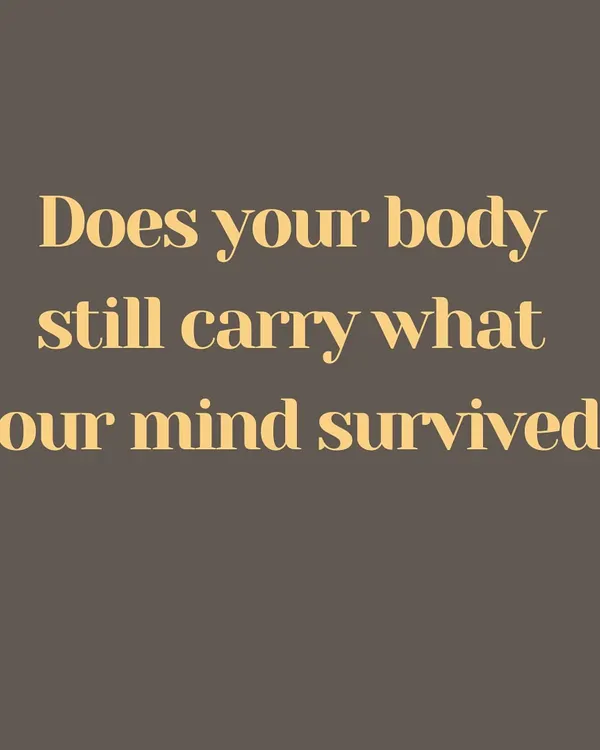 This question, "Does your body still carry what your mind survived?", gets to the heart of somatic healing. Trauma often manifests as physical tension and disconnection long after the event has passed.