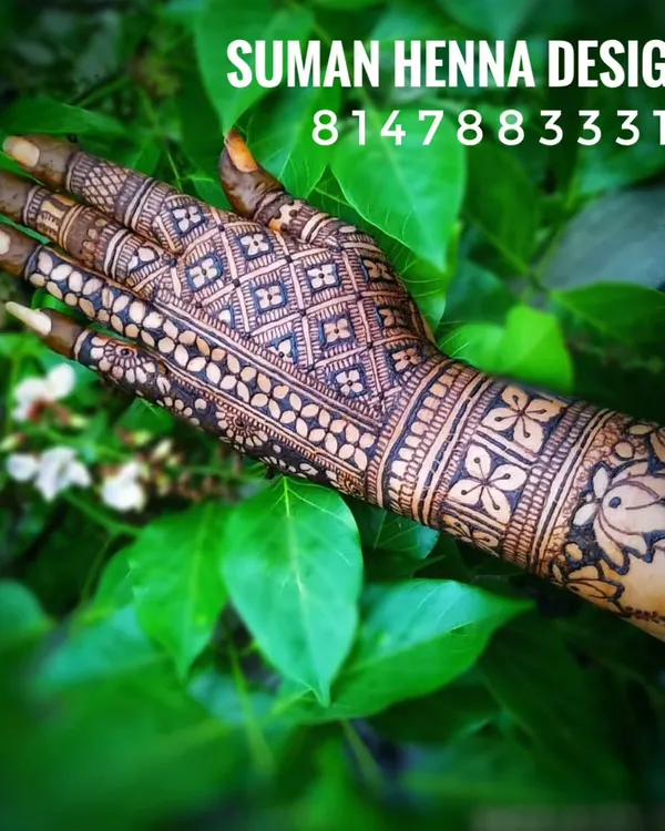 A simple yet striking design perfect for any festive occasion. This pattern combines a traditional jaal net with a lotus border, offering a touch of elegance without being full bridal.
