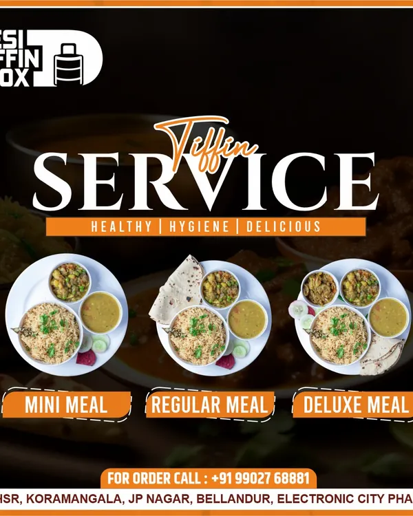 To suit every appetite, I offer Mini, Regular, and Deluxe meal options. Whether you need a light lunch or a hearty dinner, you can pick the thali size that's just right for you.