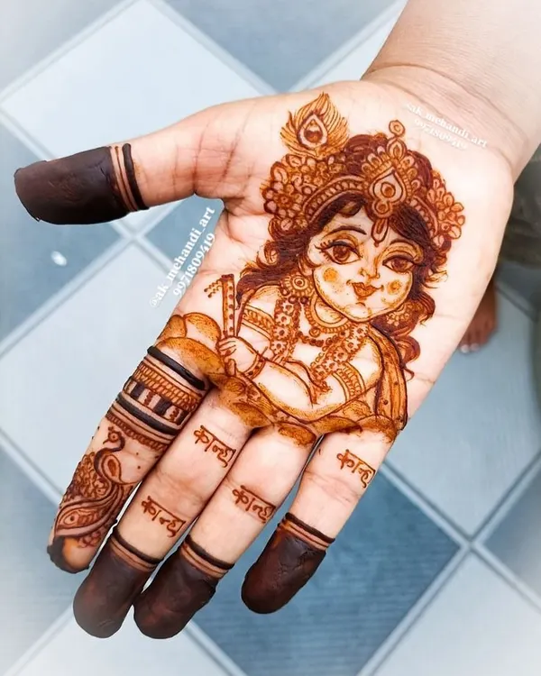 A portrait of Lord Krishna for the Janmashtami festival. I take great care in capturing the details, from the peacock feather in his crown to the gentle expression on his face.