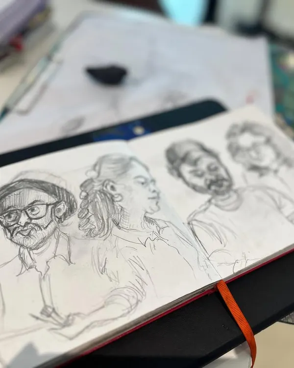 Quick pencil caricatures of my fellow artists during a sketch meet. These were fun, spontaneous portraits to capture their personalities while they were focused on their own art.