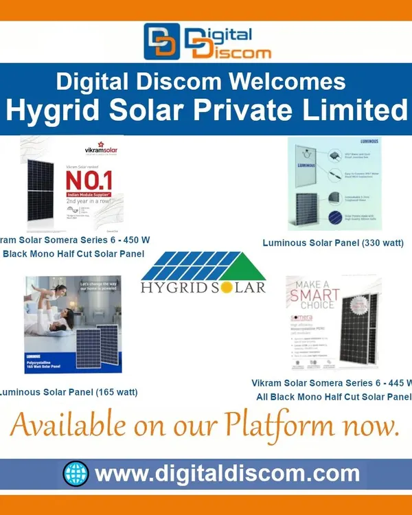 Hygrid Solar Private Limited offers a selection of high-efficiency solar panels on our platform. This includes All Black Mono Half Cut Solar Panels from top brands like Vikram Solar and Luminous.