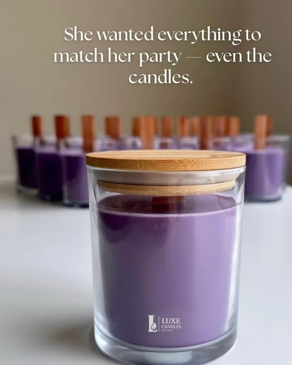 Customization is key. A client wanted purple candles to match her party theme, and I was happy to create the perfect shade for her.