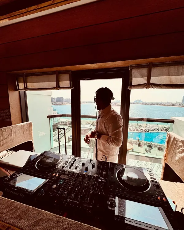 Taking a moment to soak in the view before a gig in the UAE. The location is always an inspiration for the music I play.