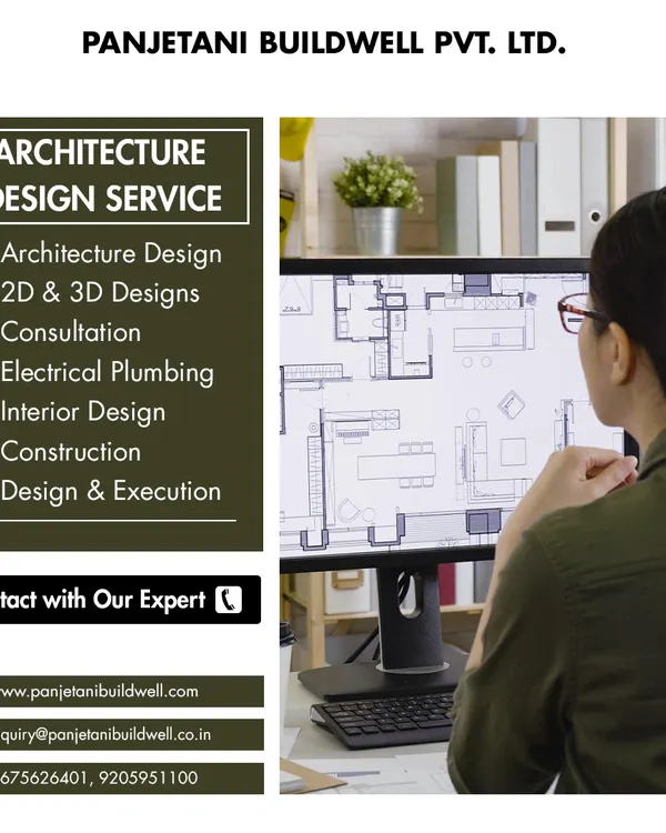 Our architectural design service is the foundation of every successful project. This image shows one of our experts working on a detailed floor plan, representing the meticulous planning that goes into our 2D, 3D, and construction execution services.