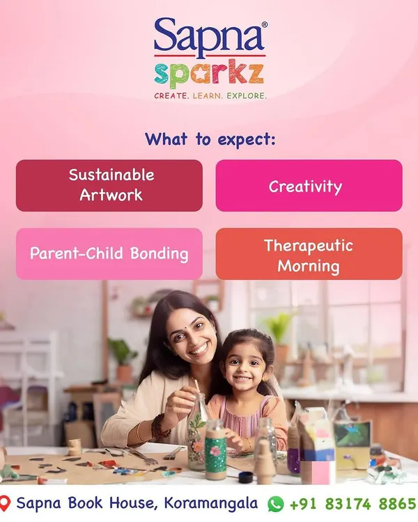 Our workshops are about more than just art; they are a therapeutic experience that encourages creativity and bonding. This poster for our Mother's Day decoupage session highlights the joy of creating sustainable artwork together.