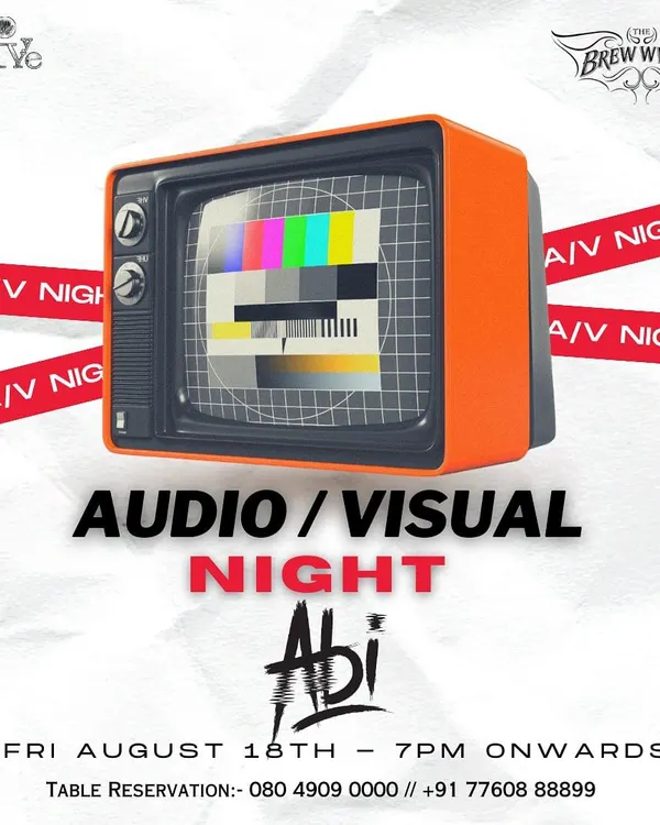 This poster for an 'Audio/Visual Night' at Skye Lounge highlights my VDJ capabilities. These sets involve mixing music videos live, creating a visual spectacle that matches the music.
