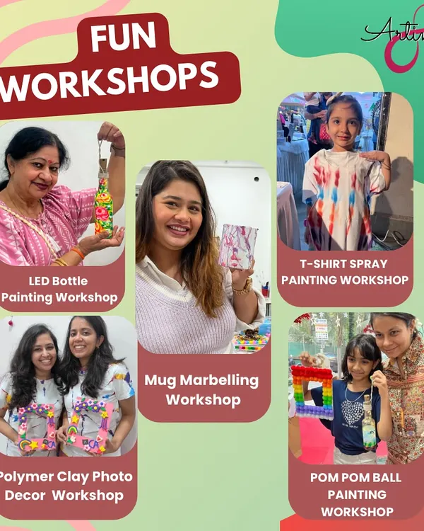 Looking for a quick creative escape? My one-session fun workshops are your ticket to chill vibes and cool designs. Choose from LED bottle painting, mug marbelling, polymer clay decor, t-shirt spray painting, and more.